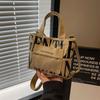Tailandia Dama Estampado de Letras Bolso Tote de Lona Bloque de Color Bolso de Hombro Casual de Moda Versátil