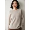 Suéter de Cachemira para Mujer 2025 Otoño e Invierno Nuevo Cuello Redondo Bolsillo Oblicuo Camisa Básica Estilo Suave Color Sólido Suéter Pulóver Corto