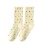 Meias Femininas Meia-calça Fina de Primavera e Verão com Borda de Orelha Meias de Bolinhas Doce Estilo Coreano Meias Enroladas Meias Zhuji