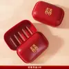 Kit de Higiene Pessoal para Casamento, Copo para Escova de Dentes com Personagem Dupla Felicidade Vermelho, Suporte para Escova de Dentes e Sabonete, Copo de Enxaguante Bucal para Casal, Itens do Dote da Noiva
