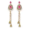 Pendientes étnicos de talla europea y americana más vendidos, pendientes largos ovalados en forma de lágrima, estilo étnico elaborado y creativo con incrustaciones de diamantes de alta gama