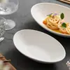 Elegante prato cerâmico em formato de barco, prato preto para uso doméstico, prato fundo oval, prato para peixe, prato fosco cerimonial para restaurante