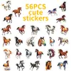 Nuevo Set de 56 Pegatinas Dinámicas de Caballos Galopando, Motivos de Caballos Estilo Pintura al Óleo, Pegatinas de Animales Vintage para Decoración de Diario