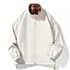 Chaqueta Reversible de Cuadros Moderna para Hombre para Primavera y Otoño, Cuello Alto Liso Doble Cara Moda Casual Ropa Exterior para Pareja