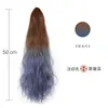 Peruca rabo de cavalo feminino cabelo cacheado degradê cabelo longo realista fofo prendedor trança fábrica atacado azul enevoado caixa inteira
