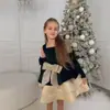 Vestido formal para niños, vestido de Navidad, vestido de tutú con lazo de terciopelo para niñas, vestido de princesa, vestido de cumpleaños, vestido para actuación de piano
