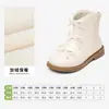 Botas de Cuero Snafy para Niñas Botines Bajos Infantiles 2025 Invierno Nuevas Calentitas Engrosadas Estilo Británico Botas de Pequeña Princesa
