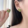 Pendientes de perla con diseño de tulipán y amor, pendientes de alta gama con temperamento, joyería verde aguacate a la moda al por mayor.