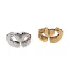 Anillo Abierto de Corazón de Acero Inoxidable Europeo y Americano para Mujer, No se Desvanece, Personalizado, Simple y Moderno, Joyería de Mano de Acero de Titanio 18K al por Mayor