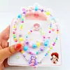 Joyería de collar de perlas de colores para niños, conjunto de pulsera de cuentas para niñas, diadema de dibujos animados, pendientes, accesorios para niñas princesas