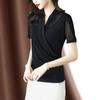 Camiseta básica de cuello en V estampada estilo coreano 2025 verano nueva manga corta ceñida adelgazante camiseta jersey top de mujer a la moda