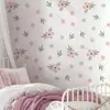 Brup Frescas Acuarelas Flores Rosas y Hojas Verdes Pegatinas de Pared para Habitación de Niños Dormitorio Estilo Cálido Natural Pegatinas Decorativas Br7130C