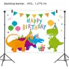 Set de Vajilla de Fiesta de Cumpleaños Infantil de Dinosaurios de Dibujos Animados Platos y Vasos de Papel Desechables Accesorios Decoración de Escena Suministros
