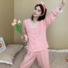 Pijama de tela arrugada para mujer, primavera y otoño, estilo lindo y dulce ins, pantalones de manga larga, talla grande 200 jin, ropa de casa para mm gorditas