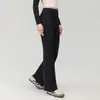 Calça de yoga Shuxi de cintura alta com detalhe de renda, levanta bumbum, anti-enrolamento, adequada para corrida ao ar livre, calça esportiva, calça flare para fitness