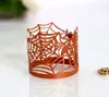 Borde de papel de telaraña de Halloween occidental pantalla de lámpara hueca cortada con láser festival de calabaza encaje luz de vela electrónica LED