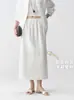 Elegante y Minimalista, Versátil Falda Recta 100% Lino de Cintura Alta, Estilo Old Money Falda de Color Sólido Texturizada con Abertura