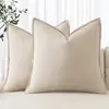 26 Amazon Funda de Cojín Estilo Bohemio Algodón Lavado Lino Borde Ancho Color Sólido Funda de Cojín Decorativo para Sala de Estar Sofá Dormitorio
