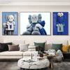 Pintura Decorativa de Sala de Estar de Lujo Ligero y de Moda Kaws Figura de Barrio Sésamo Pintura Colgante de Pared de Fondo de Sofá Oso Violento Mural de Cabecera