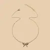 Comercio Exterior Europeo y Americano Joyería Transfronteriza, Colgante de Lazo Sencillo y de Moda, Collar para Mujer de Aleación Incrustado con Diamantes, Cadena para el Cuello, Cadena para la Clavícula