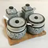 Conjunto de Potes Cerâmicos Estilo Japonês para Condimentos Porta-Palitos Porta-Azeite Potes para Condimentos Porta-Hashis Gaiola para Hashis Pote para Pimenta Porta-Vinagre Garrafa de Molho de Soja
