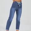 Calça jeans feminina Amazon 2023. Design de cinto feminino elástico, tingimento tie-dye, comprimento mesmo estilo