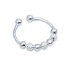Anillo abierto con cuentas de la suerte creativas al por mayor, joyería personalizada de moda de estilo coreano, anillo de plata blanca simple para mujer