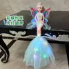 Fabricante 45 cm Vestido de Novia Musical con Luces Sirena Alas de Luz Ángel Muñeca Brillante Juguete Inteligente para Niños