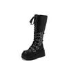 Botas de Mujer de Caña Alta con Punta Redonda de Cuero Brillante Estilo Europeo y Americano, Tallas 34-44, Botas de Montura de Charol de Suela Gruesa y Tacón Alto, Botas de Cuero Rojo para Otoño e Invierno