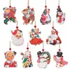 Adornos navideños de madera estilo retro americano, colgantes de madera nostálgicos de muñeco de nieve y Papá Noel, etiquetas colgantes para decoración de árbol de Navidad, regalos