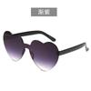 Gafas de sol sin montura en forma de corazón de color gelatina, Gafas de una sola pieza en forma de corazón, Colores deslumbrantes, Estilo transfronterizo