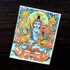 Pintura Thangka Dourada Pintada à Mão dos Cinco Budas, Riqueza Amarela, Tara Verde, Mahakala e Núcleo da Pintura Thangka do Nascimento de Buda em Tela Especial