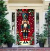 Banner de Puerta de Navidad con Patrón de Ciervo Lindo y Lazo Rojo, Tela Decorativa para Puerta y Ventana, Poliéster, Resistente a los Arañazos, Fuente de Stock Listo Transfronterizo