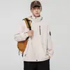 Holgado, drapeado, hombros caídos, cortavientos, suave, agradable para la piel, unisex, para caminar en la ciudad, multibolsillos, ropa de trabajo, top casual, chaqueta