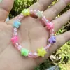 Pulsera colorida de cuentas AB para niñas, linda pulsera de corazón de cuentas acrílicas y pulsera de flor
