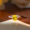 Popular no Xiaohongshu: Anel Feminino Oval 7*9mm Safira Amarela Cultivada Atrai-Riqueza Banhado a Prata S925 Ouro 18k para Uso Diário