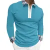 Nova Camisa Polo Casual Masculina de Outono 2023, Comércio Exterior, Estampa 3D, Cor Sólida, Zíper, Manga Longa