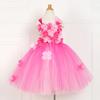 2026 Estilo Nuevo Europeo y Americano Fotografía Artística Vestido de Princesa para Niños Vestido de Malla Rosa Pétalo para Niñas Vestido Tutú