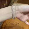 Pulseira Larga Aberta em Malha Prata de Alto Padrão para Mulheres, Moda de Luxo Leve, Joia de Pulseira Versátil e Empilhável