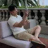 ASCLO&QIAO Old Money Caimento Relaxado Tricô Vazado Camisa Polo Masculina Manga Curta Gola Lapela Respirável Camiseta Casual Verão