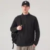 Camiseta térmica de manga larga con media cremallera para hombre, temporada primavera y otoño 2026, cuello semi-alto, corte holgado, sudadera versátil, camiseta base, venta al por mayor