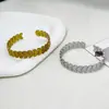 Pulseira Aberta de Aço Inoxidável Atacado Transfronteiriço, Luxo Leve, Alta Qualidade, Clássica e Simples Pulseira de Folha de Ramo de Oliveira