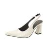 2025 Salto Alto de Bico Fino Verão Versátil Salto Grosso Nicho High-End Sandálias de Bico Sapatos Femininos