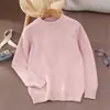 Suéter de punto liso 100% lana de alta calidad, cuidadosamente seleccionado, para niños, jersey grueso de manga larga para niños, camiseta básica de punto para niñas