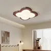 Luz Principal de Sala de Estar, Lámpara de Techo Estilo Antiguo con Veta de Nogal Estilo Crema, Lámpara Creativa para Dormitorio con Protección Ocular, Lámpara de Escritorio Retro