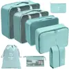 Set organizador de viaje premium, incluye 11 piezas: bolsas para guardar ropa, bolsas con cordón, bolsas para cosméticos y artículos de tocador, y bolsas de malla plegables para almacenamiento