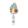 Suporte de Crachá Retrátil Colorido Fofo de Fantasma de Halloween Clipe Telescópico Rotativo para Identificação para Profissionais da Saúde