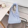 53241 Bolsa Tote de Lona de Cor Sólida Suave Plissada Verão Novo Estilo Ocidental Casual Grande Capacidade Ombro Mão para Mulheres