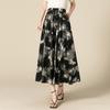 Calça Pantalona Cropped de Chiffon Estampada Fluida Verão 2025 Nova Cintura Elástica Petite Elegante Casual Calça Saia Wide-Leg