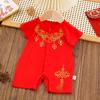 Bebê Verão Fino One-fit Manga de Nove Pontos Silk Slide One-suit Lua Cheia Cem Dias Festivo Manga Curta Ar Condicionado Terno para Uso Externo